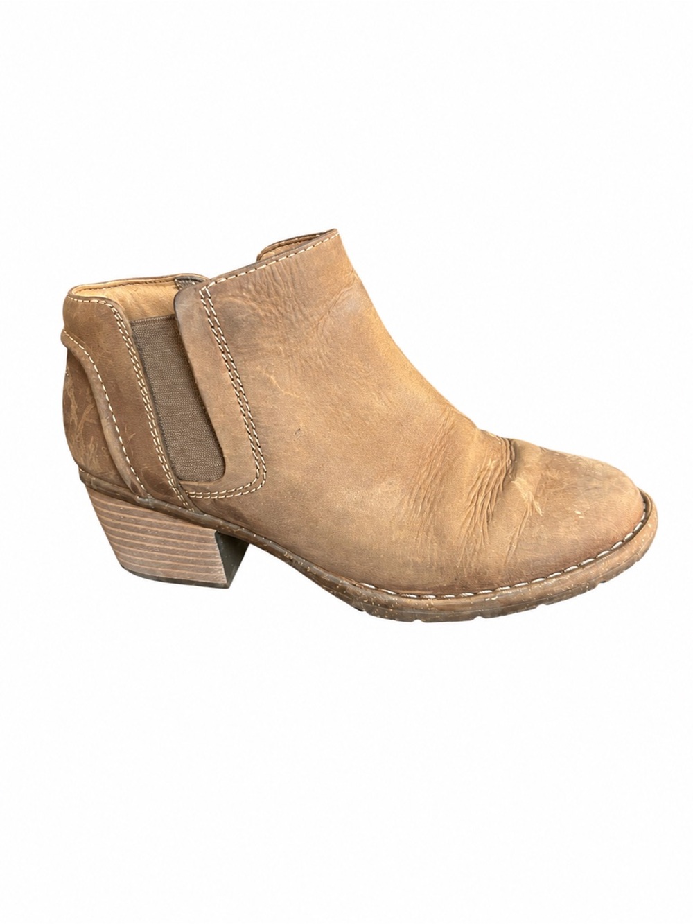 Clarks Kastela Lo Chelsea Ankle Boots Women’s 6.5 Distressed Tan Leather Booties - Picture 4 of 7